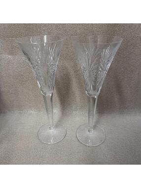 Pair of Waterford Crystal Millennium Collection “Health” Champagne Flutes 9 1/4”